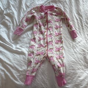 Hanna Andersson Pink Unicorn Zip-Front Footie